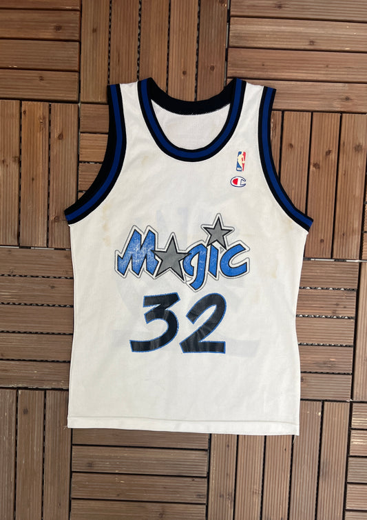 Orlando Magic Shaquille O'Neal Graphic Jersey | Size Large | Vintage 1990s NBA Basketball Champion White Jersey |