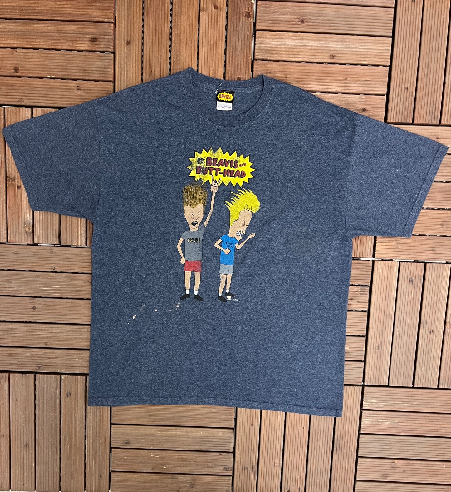 Beavis and Butt-Head Graphic Tee | Size X-Large | Vintage 2000s Animated Television Series Blue T-Shirt |Free Shipping to USA |