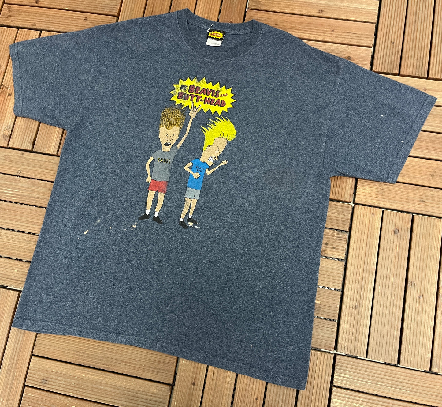 Beavis and Butt-Head Graphic Tee | Size X-Large | Vintage 2000s Animated Television Series Blue T-Shirt |Free Shipping to USA |