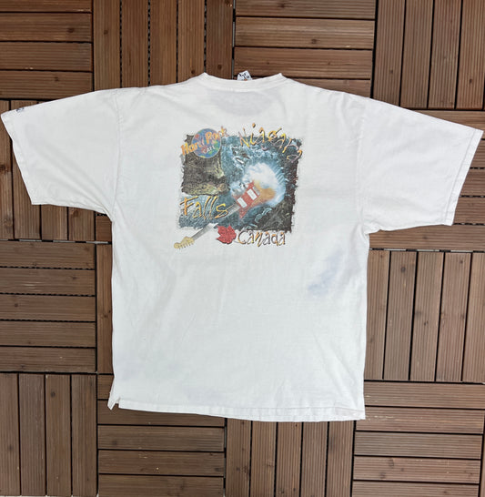 Hard Rock Cafe Niagara Falls Graphic Tee | Size X-Large | Vintage 1990s Promotional Classic White Collectors T-Shirt | Free Shipping to USA|