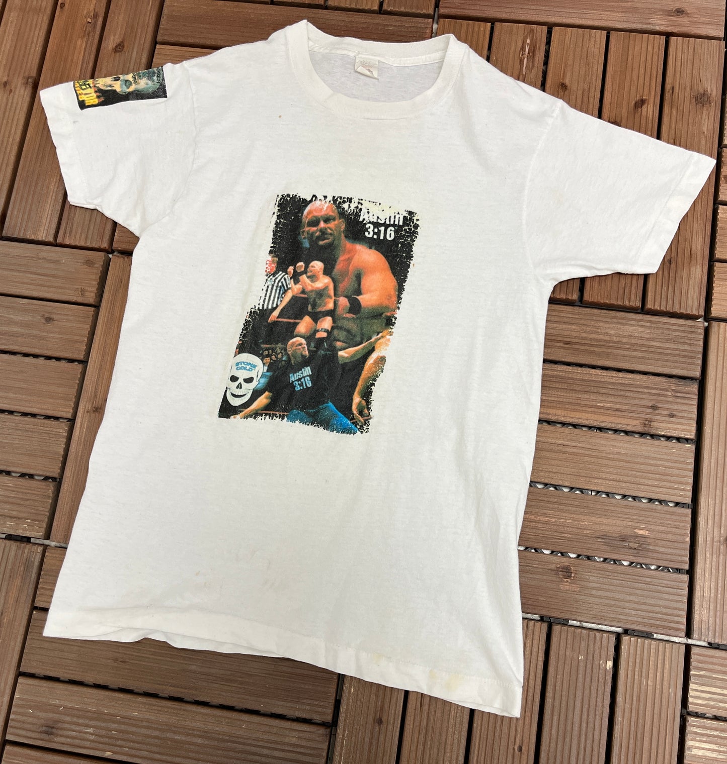 Stone Cold Steve Austin 3:16 Graphic Tee | Size Medium | Vintage 1990s Wrestling Steven Austin White T-Shirt |