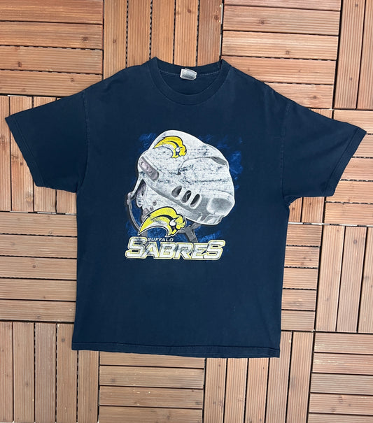 Buffalo Sabres Graphic Tee | Size X-Large | Vintage 2000s NHL Hockey Blue T-Shirt | CSA Neck Tag | Free Shipping to USA|