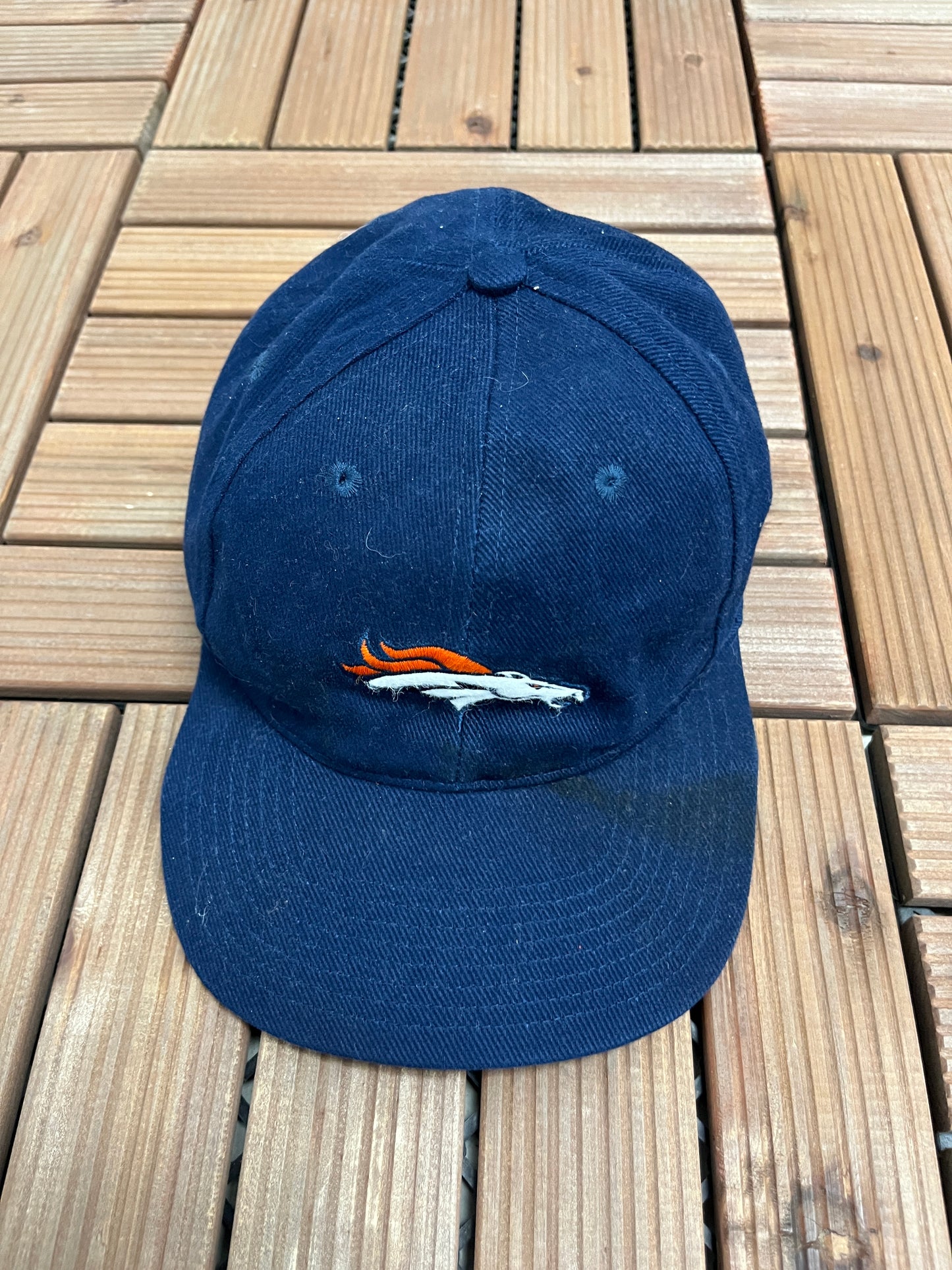 Denver Broncos Nike Graphic Hat | Snap Back | Vintage 1990s Nike NFL Football Blue Cap |