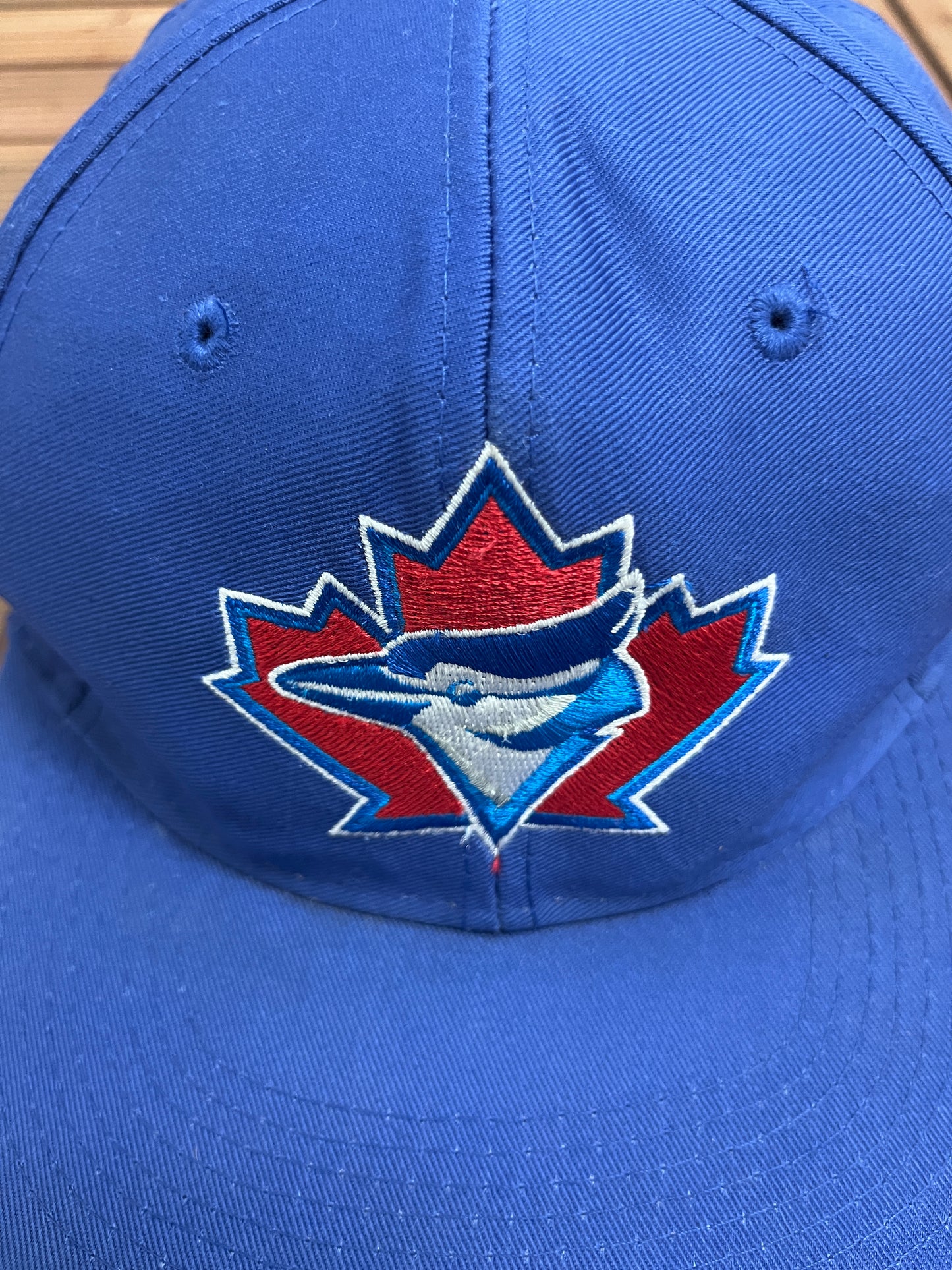 Toronto Blue Jays Embroidered Graphic Hat | Adjustable With Snap Back | Vintage 1990s MLB Baseball Blue Cap |