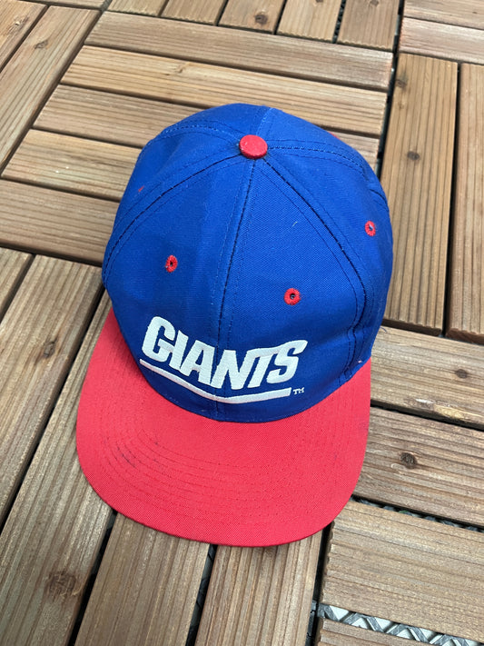 New York Giants Graphic Hat | One Size With A Snap Back | Vintage 1990s NFL Football Blue Cap |