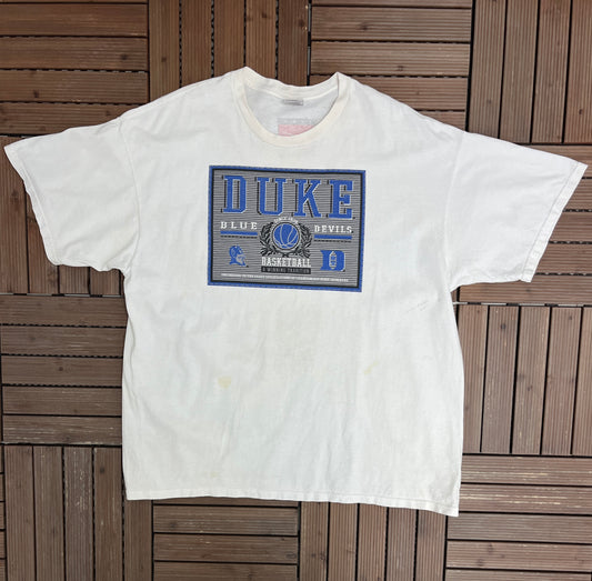 Duke Blue Devils Nike Graphic Tee | Size XX-Large | Vintage 1990s College Basketball White T-Shirt | Made in USA |