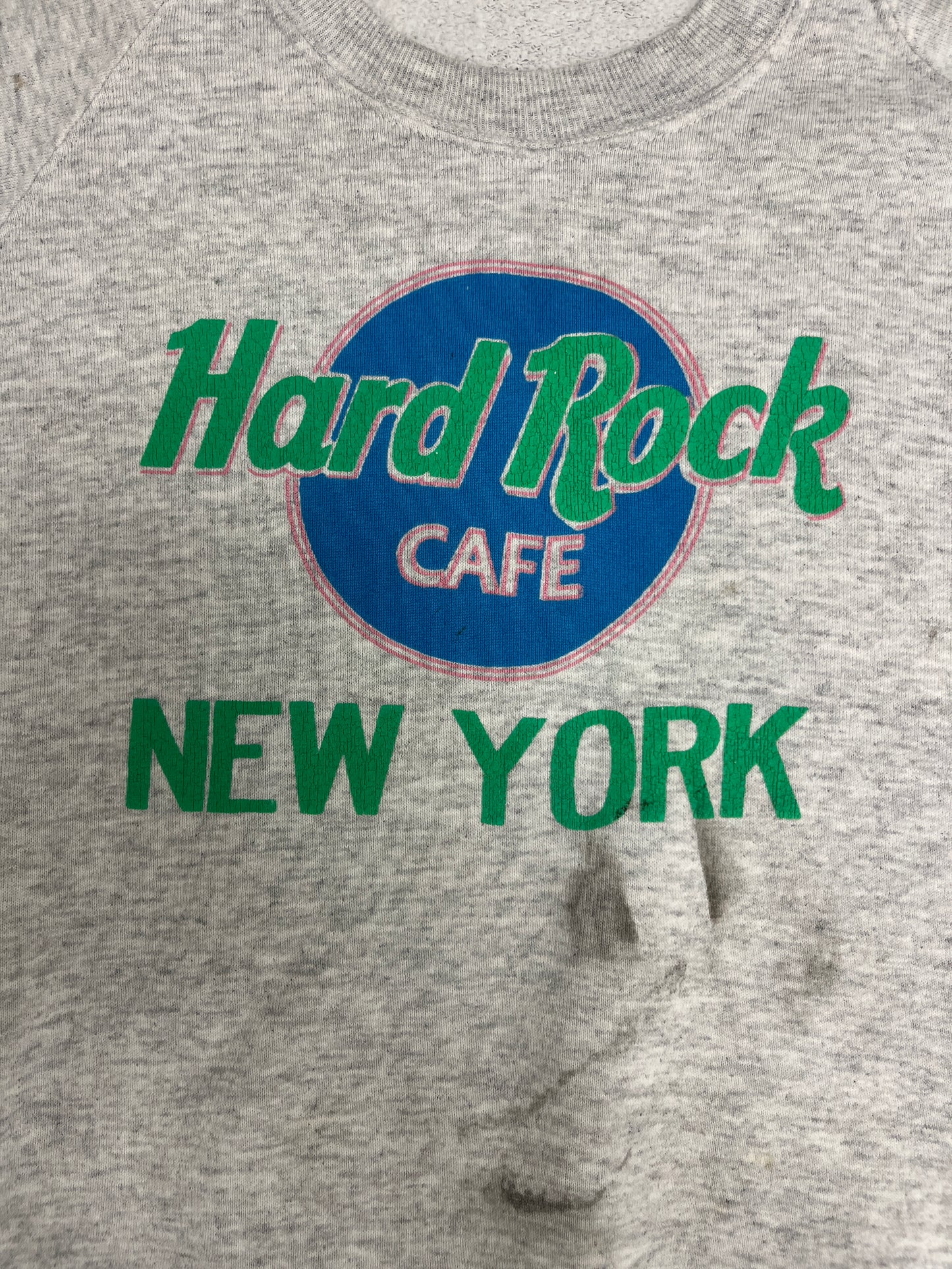 Hard Rock Cafe New York Graphic Crewneck | Size X-Large | Vintage 1990s Promotional Collectors Grey Sweater | Free Shipping to USA |