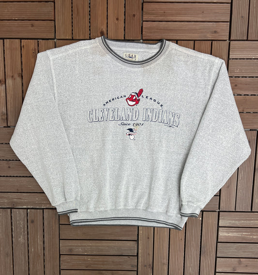 Cleveland Cavaliers Since 1901 Graphic Crewneck | Size Large | Vintage 1990s MLB Baseball Grey Sweater |