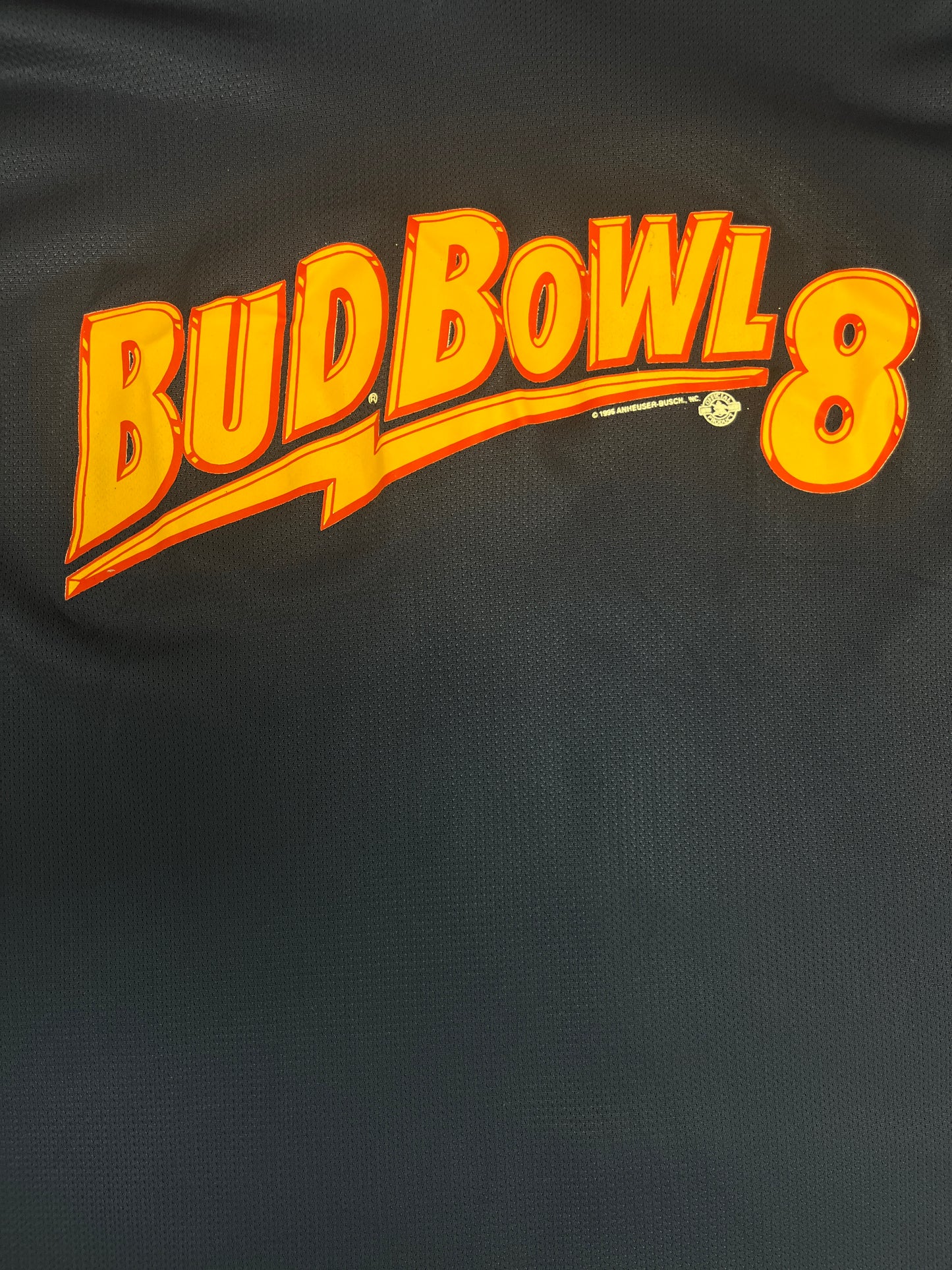 Bud Bowl 1996 Graphic Hockey Jersey | Size X-Large | Vintage 1990s Mesh Blue Jersey |