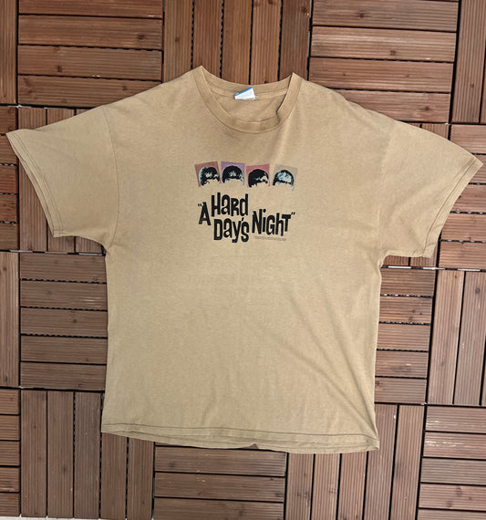 The Beatles A Hard Days Night Graphic Tee | Size X-Large | Vintage 2000s Retro Rock Band Music Beige T-Shirt | Free Shipping to USA |