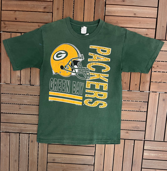 Green Bay Packers Graphic Tee | Size Large | Vintage 1990s NFL Football Single Stitch Green T-Shirt | Made in USA | Free Shipping to USA |