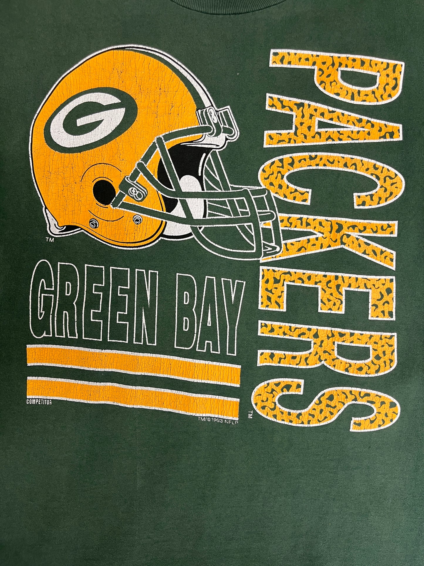 Green Bay Packers Graphic Tee | Size Large | Vintage 1990s NFL Football Single Stitch Green T-Shirt | Made in USA | Free Shipping to USA |