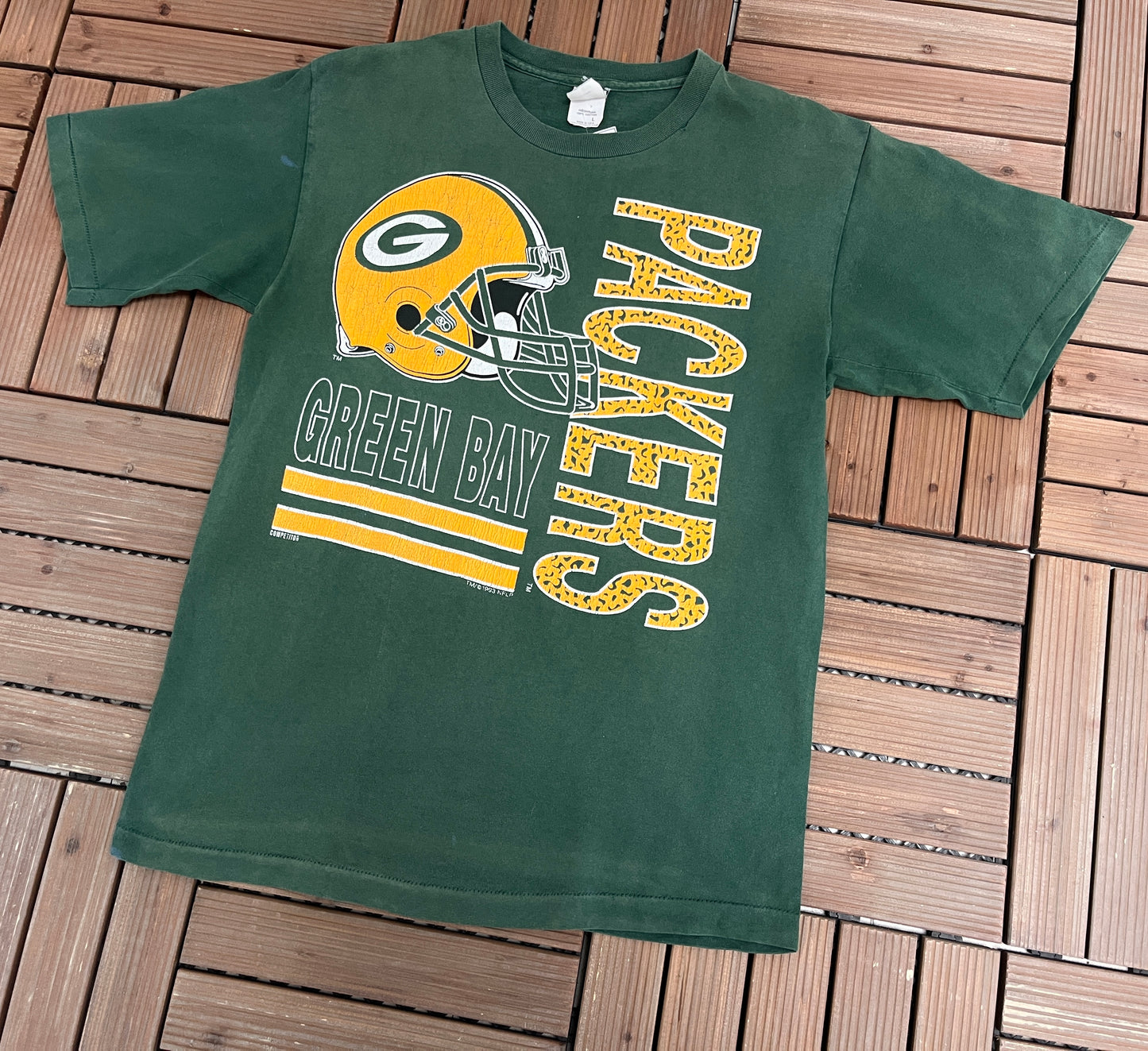 Green Bay Packers Graphic Tee | Size Large | Vintage 1990s NFL Football Single Stitch Green T-Shirt | Made in USA | Free Shipping to USA |