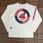 Cleveland Indians American League Graphic Tee | Size Large | Vintage 1990s Starter MLB Long Sleeve White T-Shirt | Free Shipping to USA |