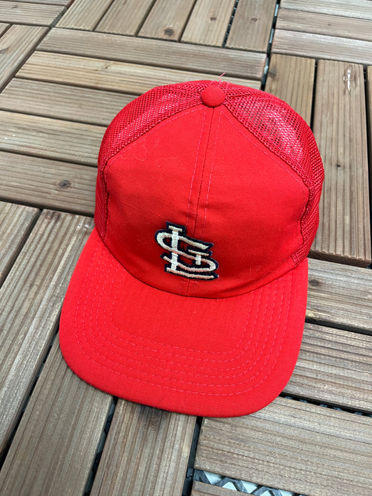 St. Louis Cardinals Embroidered Graphic Hat | Snap Back | Vintage 1990s MLB Baseball Trucker Red Cap |