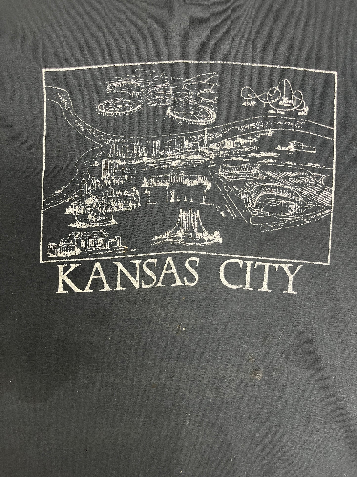 Kansas City Graphic Tee | Size Medium | Vintage 1990s Tourist Black T-Shirt |