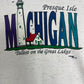 Presque Isle, Michigan Graphic Crewneck | Size Medium | Vintage 1990s Tourist Grey Sweater |