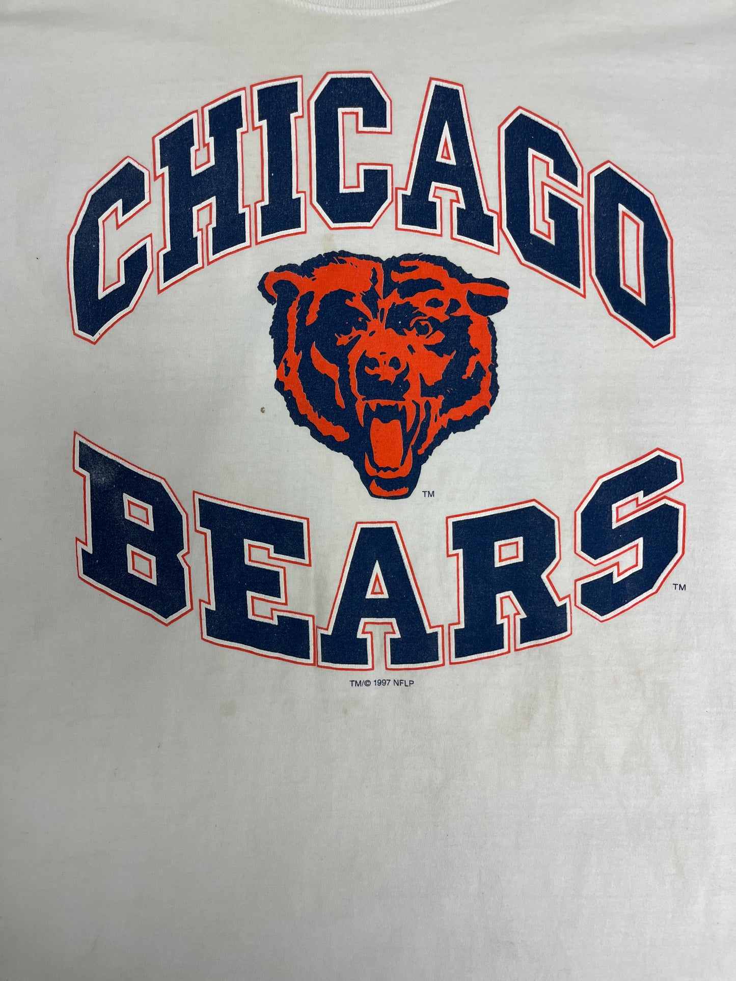 Chicago Bears Graphic Tee | Size X-Large | Vintage 1990s NFL Football White T-Shirt |