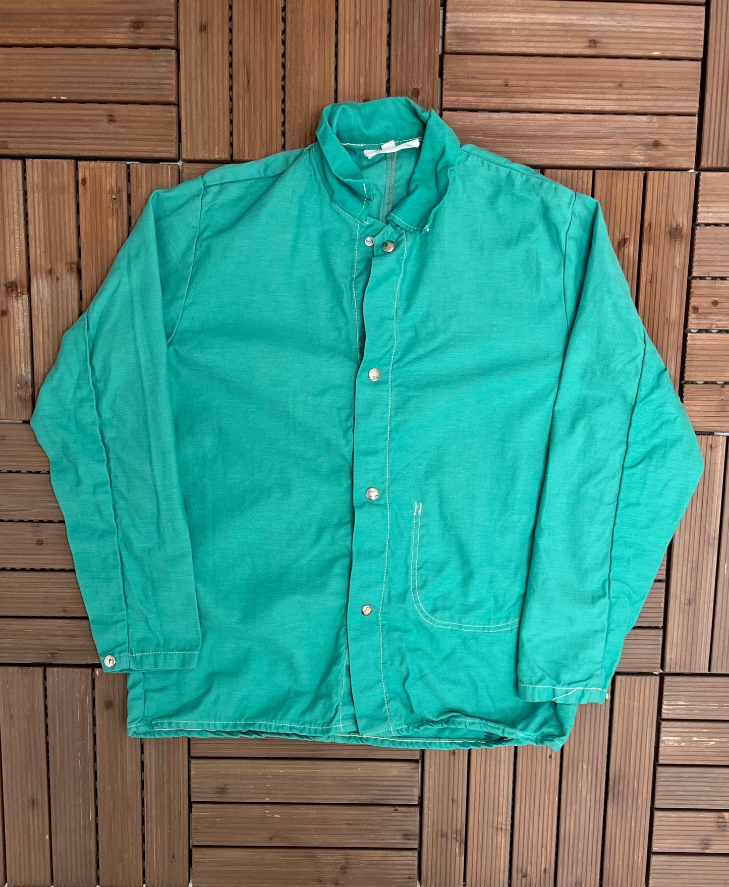 Green Plain Button Down Shirt | Size Large | Vintage 1990s Snap Buttons Light Green Collared Shirt | Free Shipping to USA |