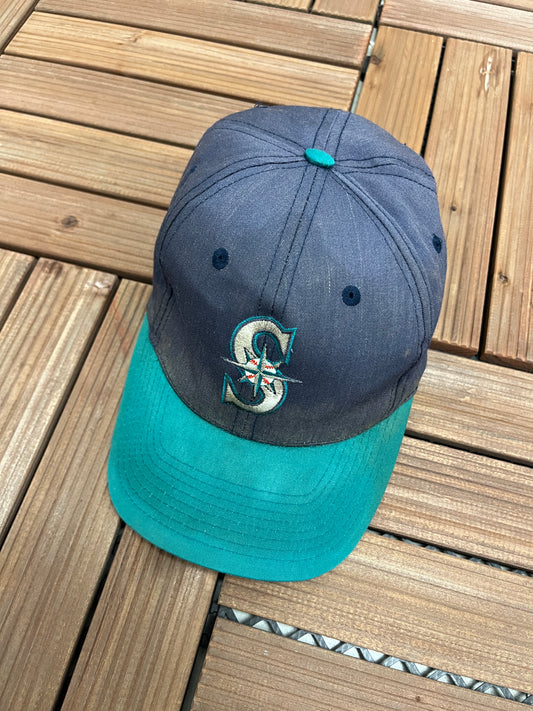 Seattle Mariners Embroidered Graphic Hat | Adjustable Snap Back | Vintage 1990s MLB Baseball Blue Hat |