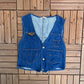 Remingtons Medium Blue Denim Jean Vests Jacket | Size Large | Vintage 1990s Branded Blue Vest |