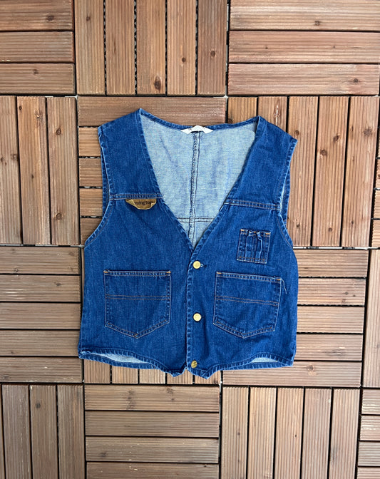 Remingtons Medium Blue Denim Jean Vests Jacket | Size Large | Vintage 1990s Branded Blue Vest | Free Shipping to USA |