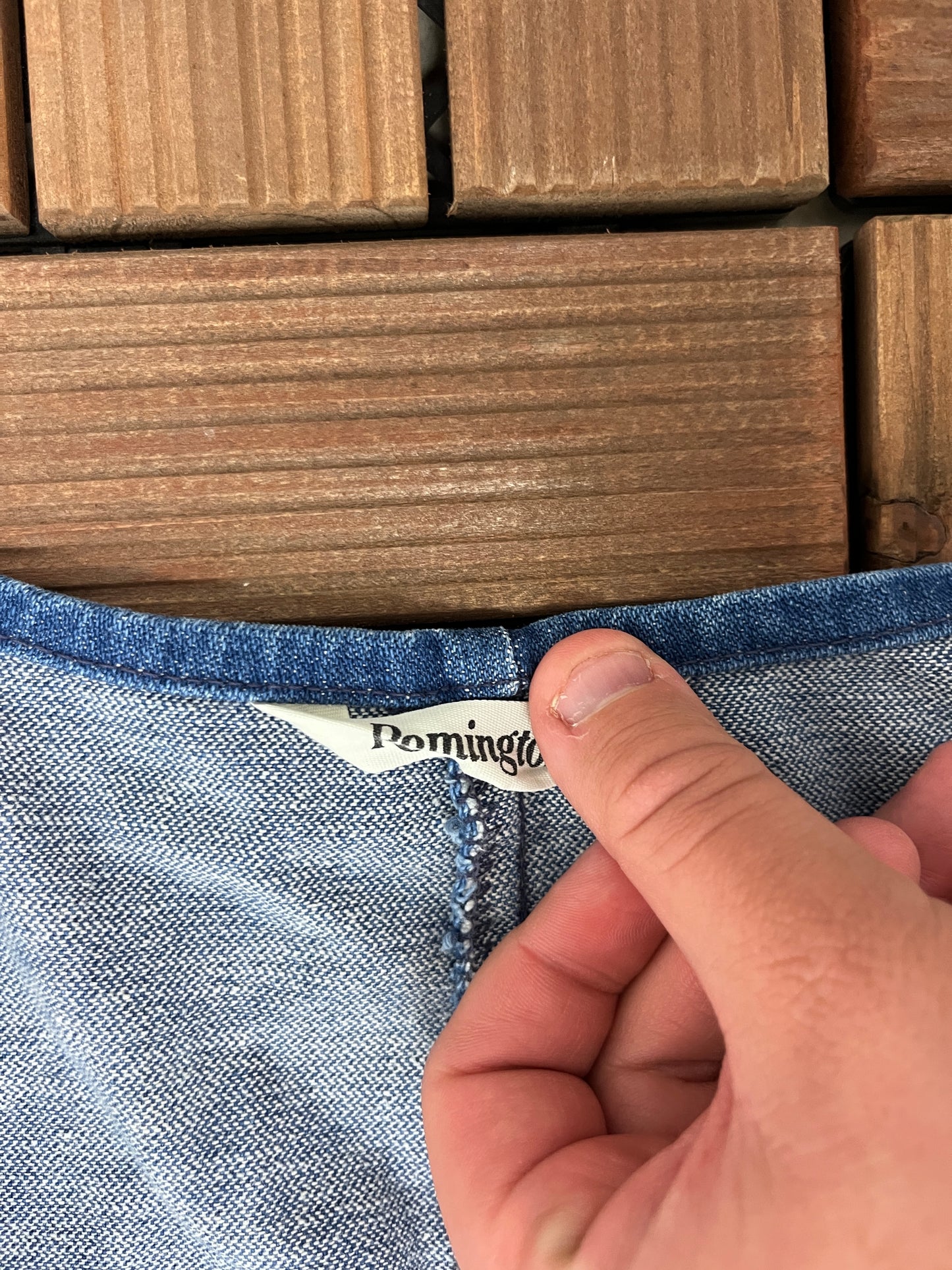 Remingtons Medium Blue Denim Jean Vests Jacket | Size Large | Vintage 1990s Branded Blue Vest |
