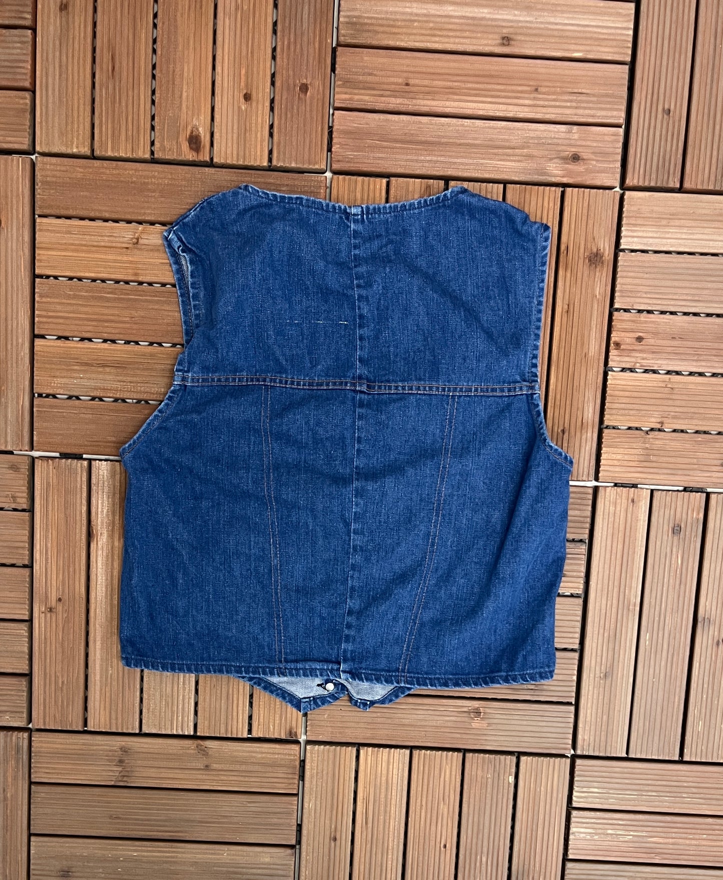 Remingtons Medium Blue Denim Jean Vests Jacket | Size Large | Vintage 1990s Branded Blue Vest |