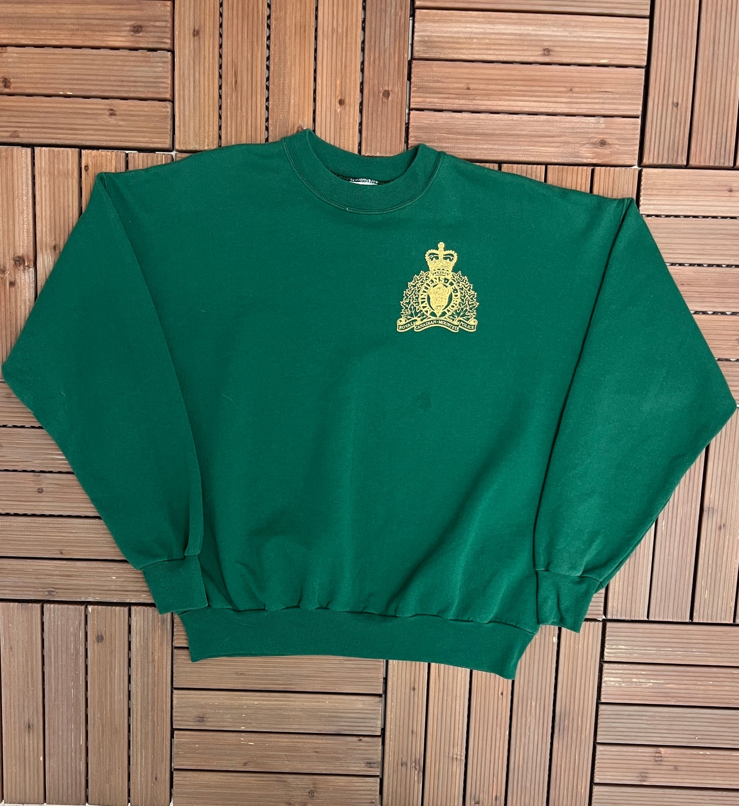 Royal Canadian Mounted Police Graphic Crewneck | Size X-Large | Vintage 1990s Promotional Green Sweater | Made in USA |Free Shipping to USA|