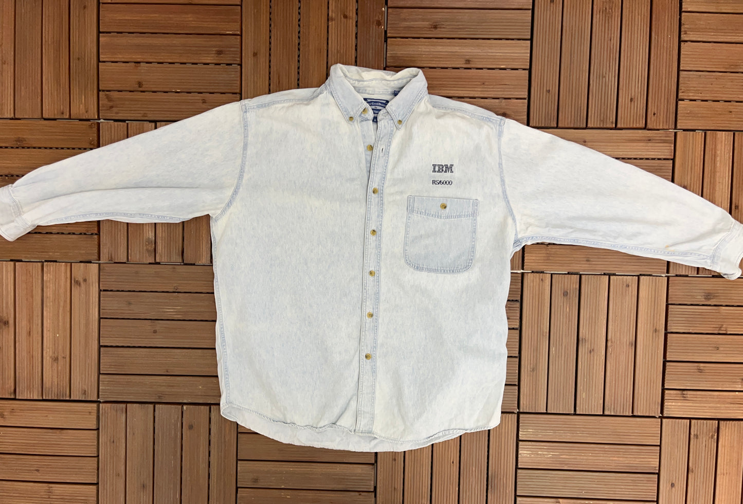 IBM Technology Embroidered Denim Shirt | Size X-Large | Vintage 2000s Denim Light Blue Thin Jean Jacket | Free Shipping to USA |