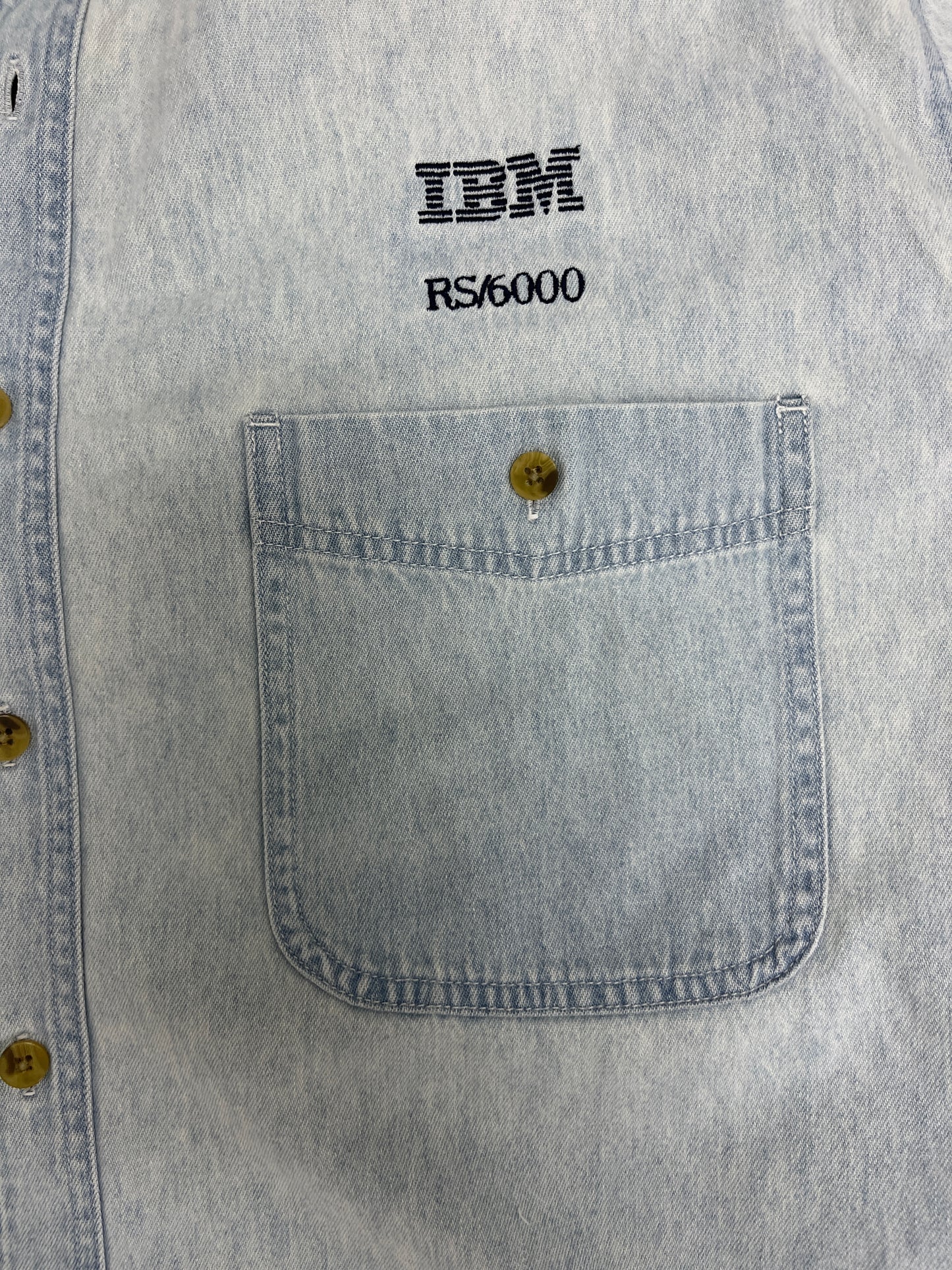 IBM Technology Embroidered Denim Shirt | Size X-Large | Vintage 2000s Denim Light Blue Thin Jean Jacket | Free Shipping to USA |