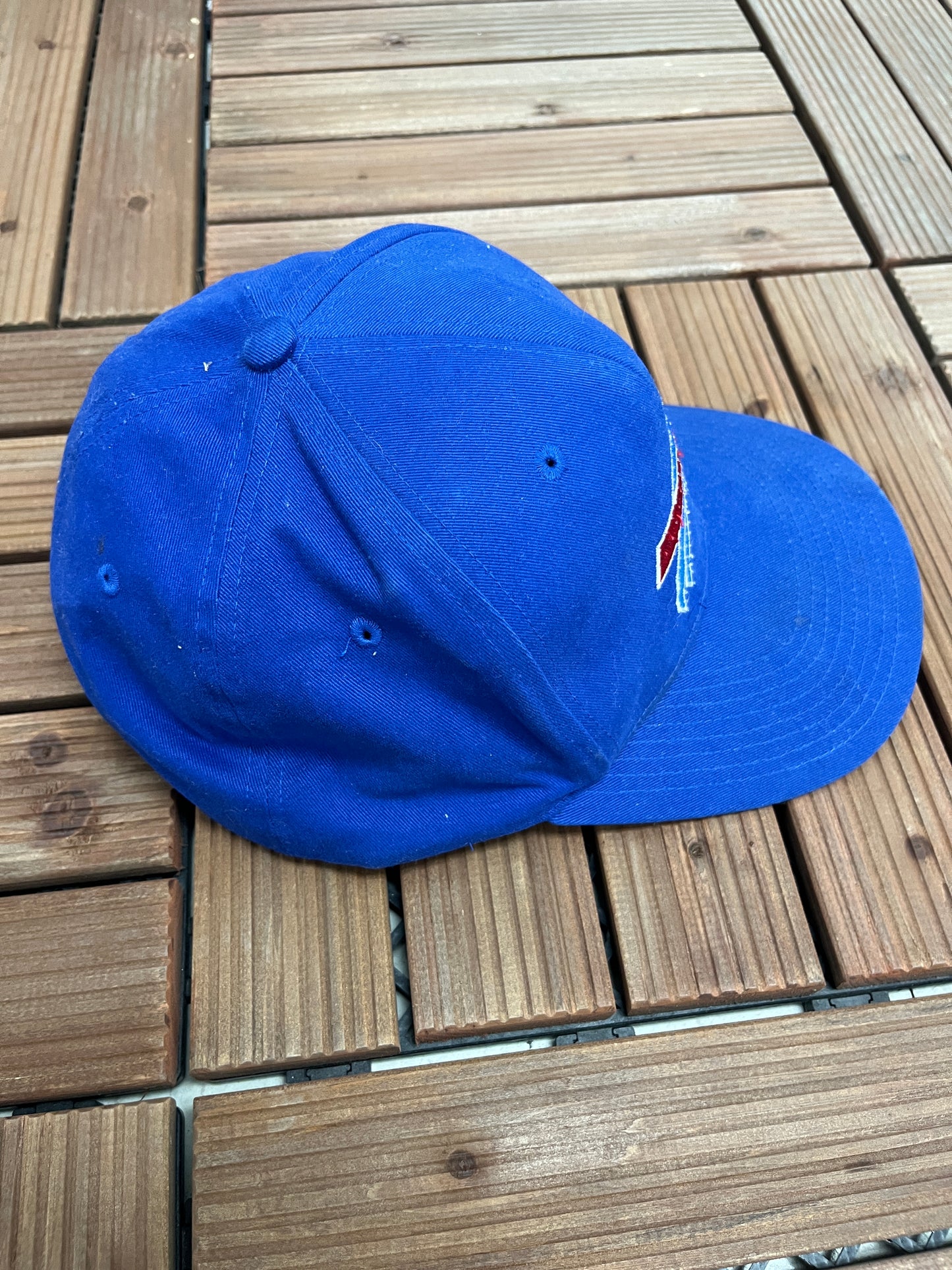 Buffalo Bills Embroidered Graphic Hat | Strap Back | Vintage 1990s NFL Football Blue Cap |