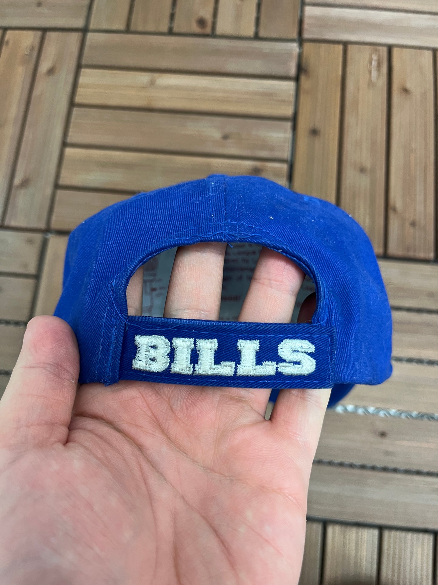 Buffalo Bills Embroidered Graphic Hat | Strap Back | Vintage 1990s NFL Football Blue Cap |