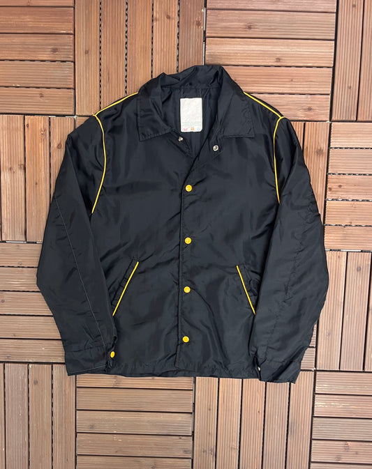 Black & Yellow Bomber Jacket | Size Large | Vintage 2000s Branded Bomber Black Jacket | Made in Canada | Free Shipping to USA |