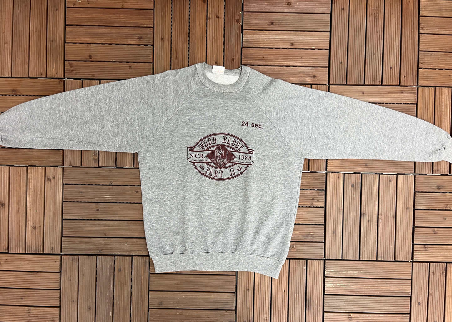 Wood Badge Part II Lake Christie Graphic Crewneck | Size X-Large | Vintage 1990s Promotional Grey Sweater | Free Shipping to USA |