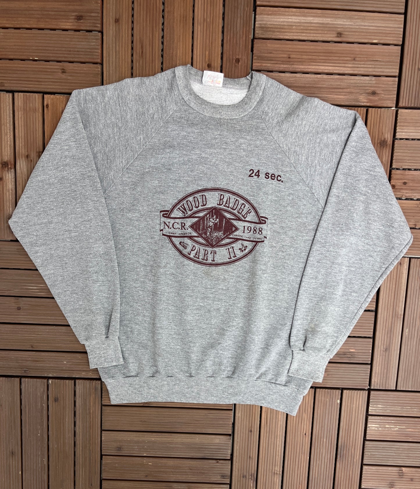 Wood Badge Part II Lake Christie Graphic Crewneck | Size X-Large | Vintage 1990s Promotional Grey Sweater | Free Shipping to USA |