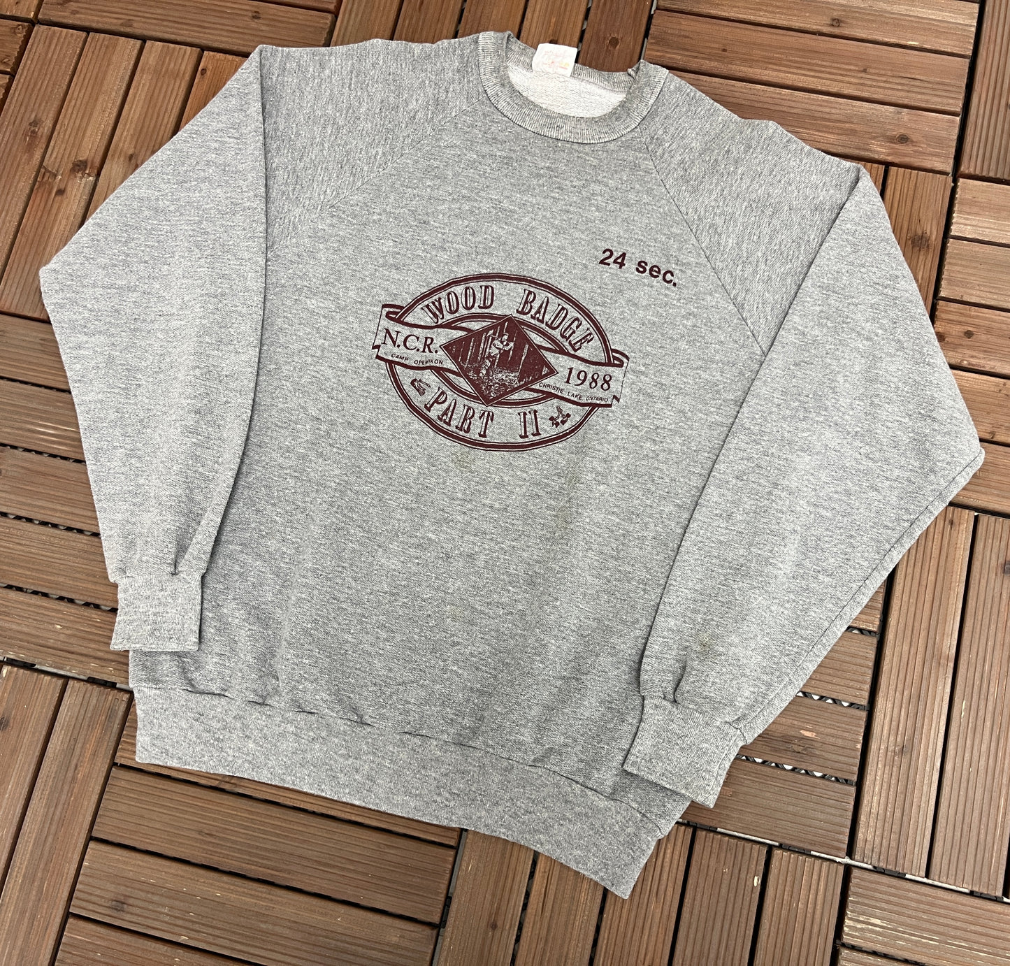 Wood Badge Part II Lake Christie Graphic Crewneck | Size X-Large | Vintage 1990s Promotional Grey Sweater | Free Shipping to USA |