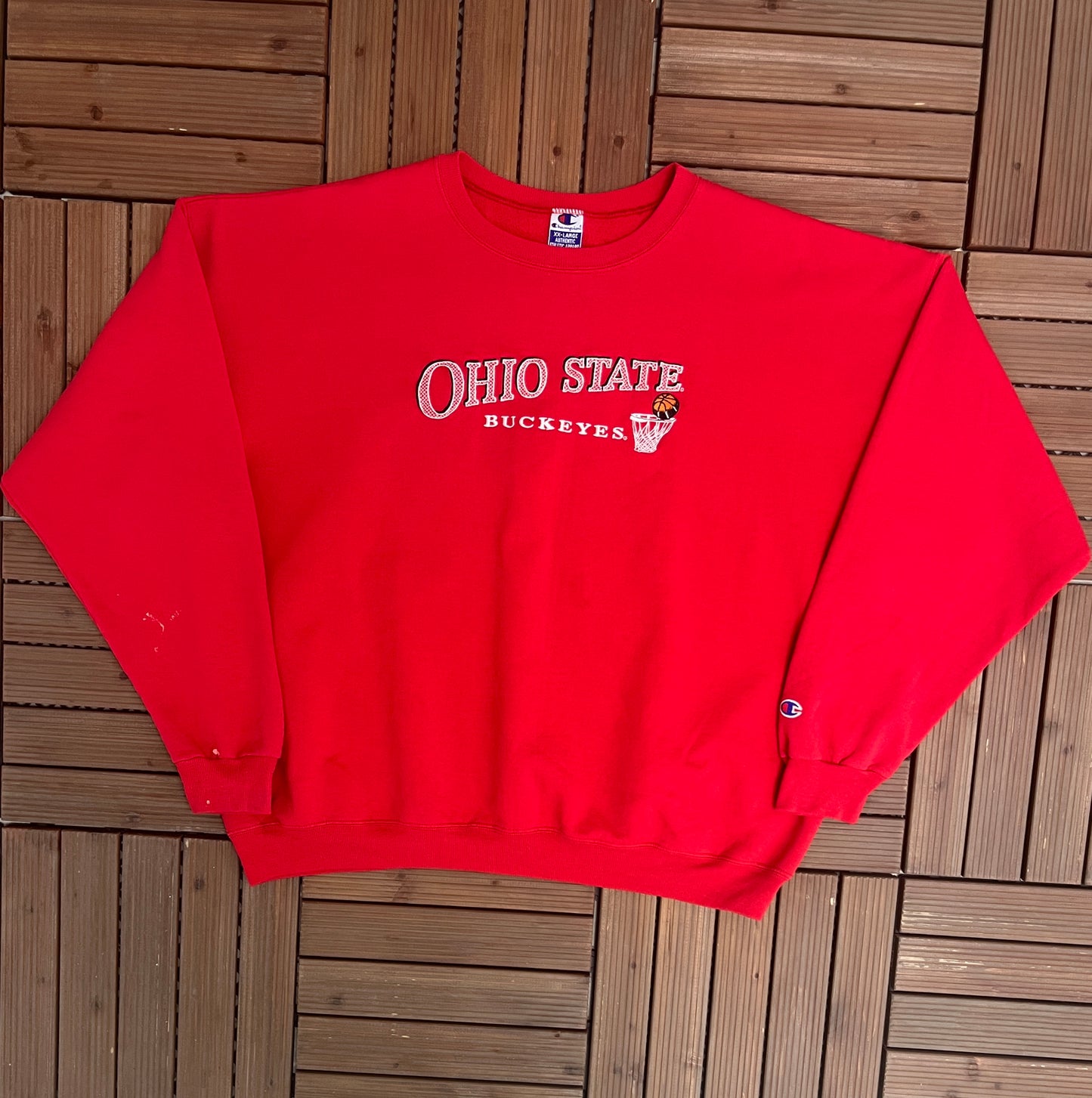 Ohio State Buckeyes Basketball Embroidered Graphic Crewneck | Size XX-Large | Vintage 1990s College Red Sweater | Free Shipping to USA |