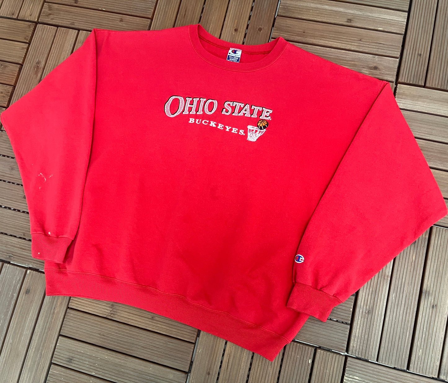 Ohio State Buckeyes Basketball Embroidered Graphic Crewneck | Size XX-Large | Vintage 1990s College Red Sweater | Free Shipping to USA |