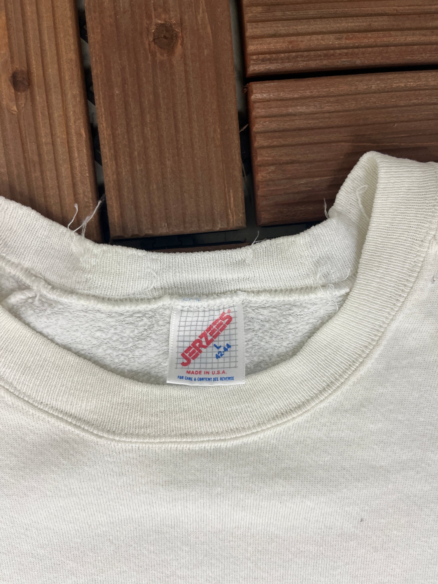 Trinity Christian School Graphic Crewneck | Size Large | Vintage 1980s School White Sweater | Made in USA |