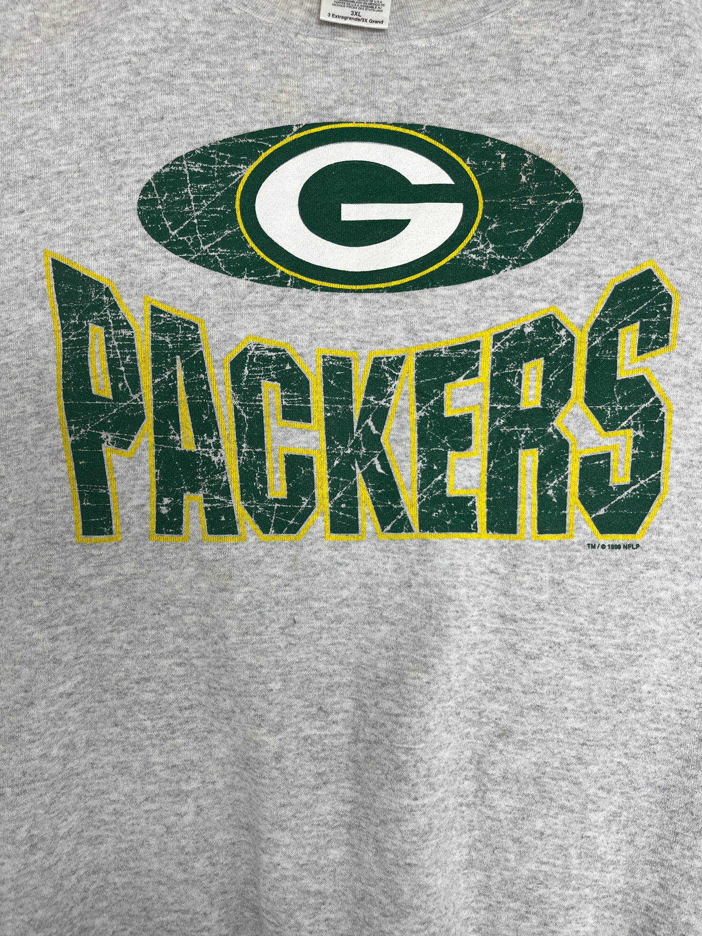 Green Bay Packers Graphic Crewneck | Size XXX-Large | Vintage 1990s NFL Football Grey Sweater | Tultex Neck Tag |