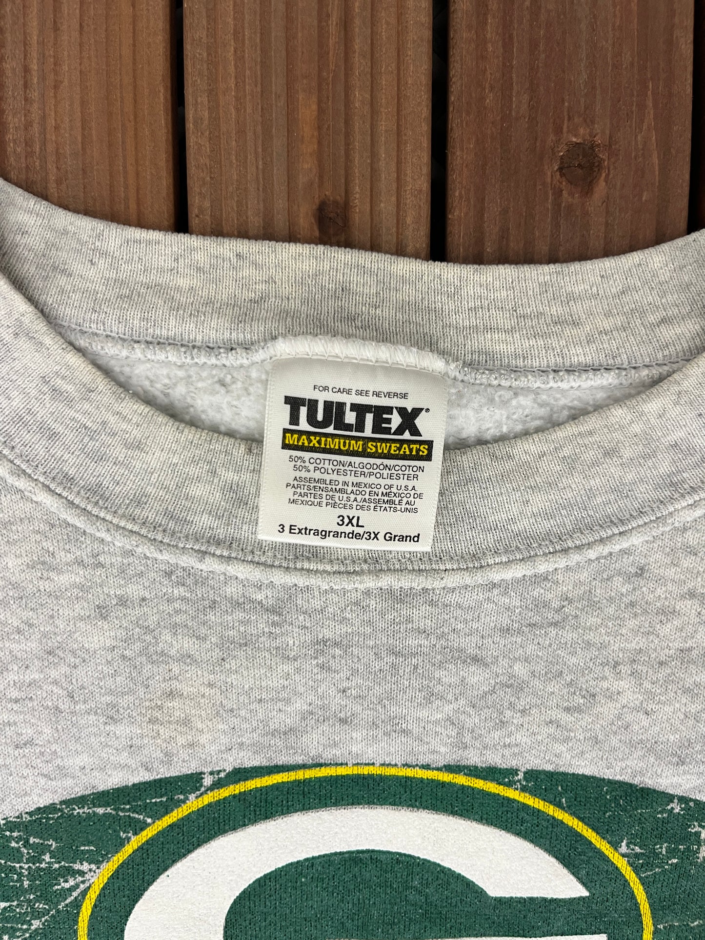 Green Bay Packers Graphic Crewneck | Size XXX-Large | Vintage 1990s NFL Football Grey Sweater | Tultex Neck Tag |