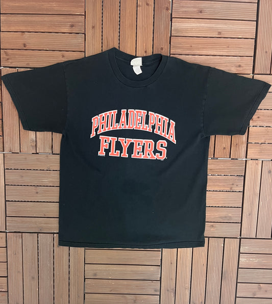 Philadelphia Flyers Graphic Tee | Size Large | Vintage 2000s NHL Hockey Black T-Shirt | Lee Sport Tag |