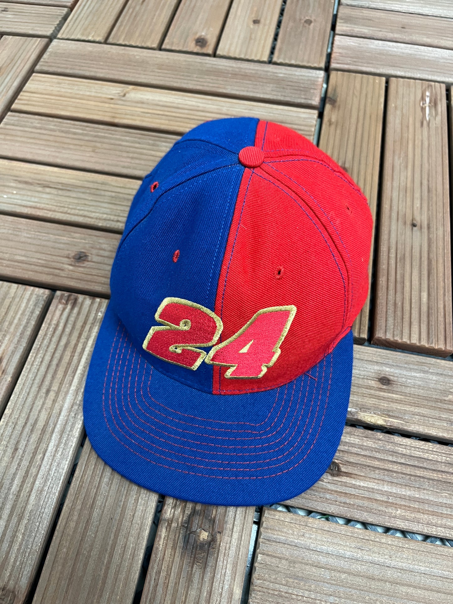 Jeff Gordon NASCAR Embroidered Graphic Hat | Snap Back | Vintage 2000s Racing Blue & Red Cap |