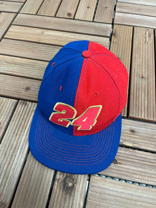 Jeff Gordon NASCAR Embroidered Graphic Hat | Snap Back | Vintage 2000s Racing Blue & Red Cap |