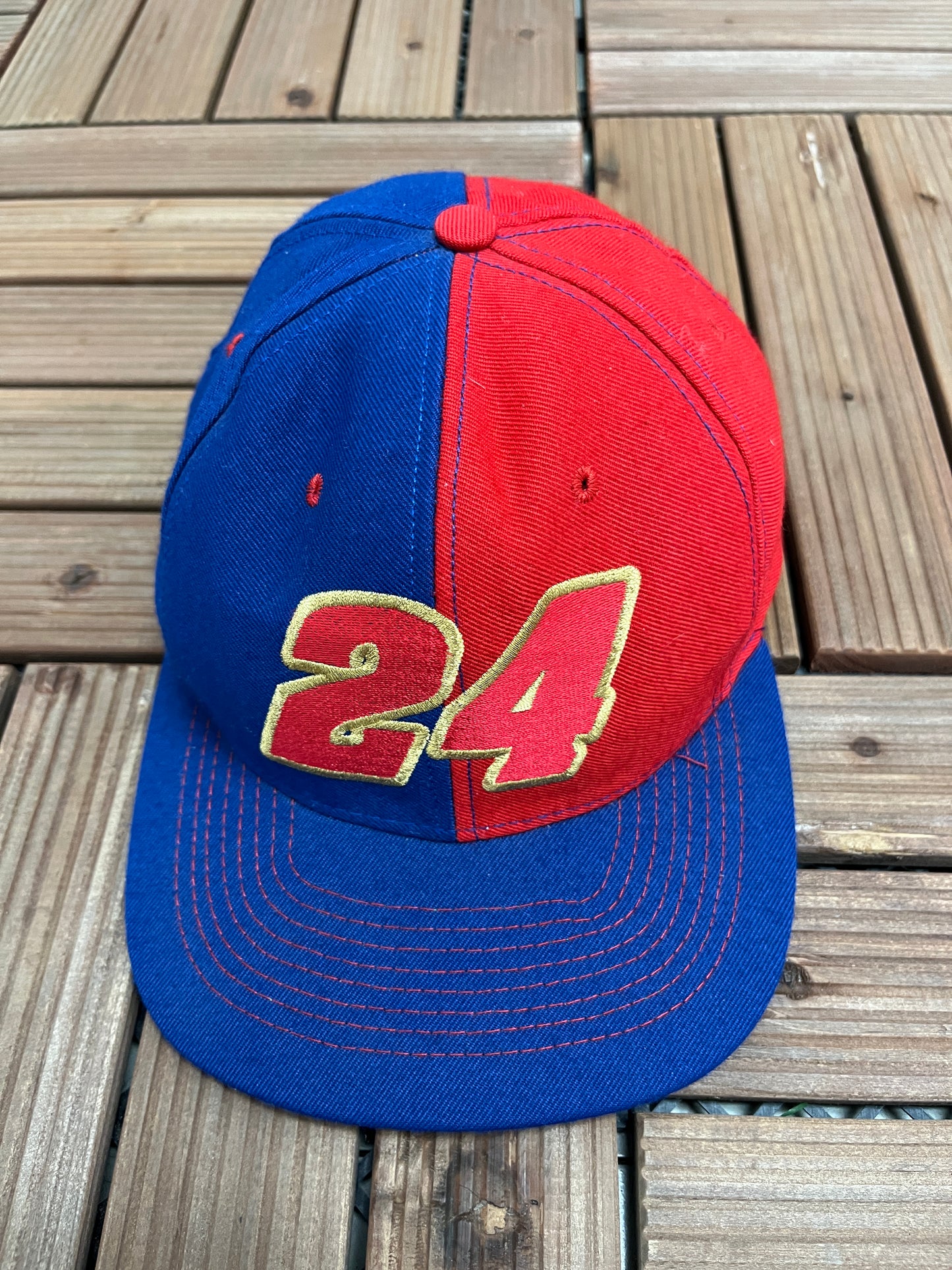 Jeff Gordon NASCAR Embroidered Graphic Hat | Snap Back | Vintage 2000s Racing Blue & Red Cap |