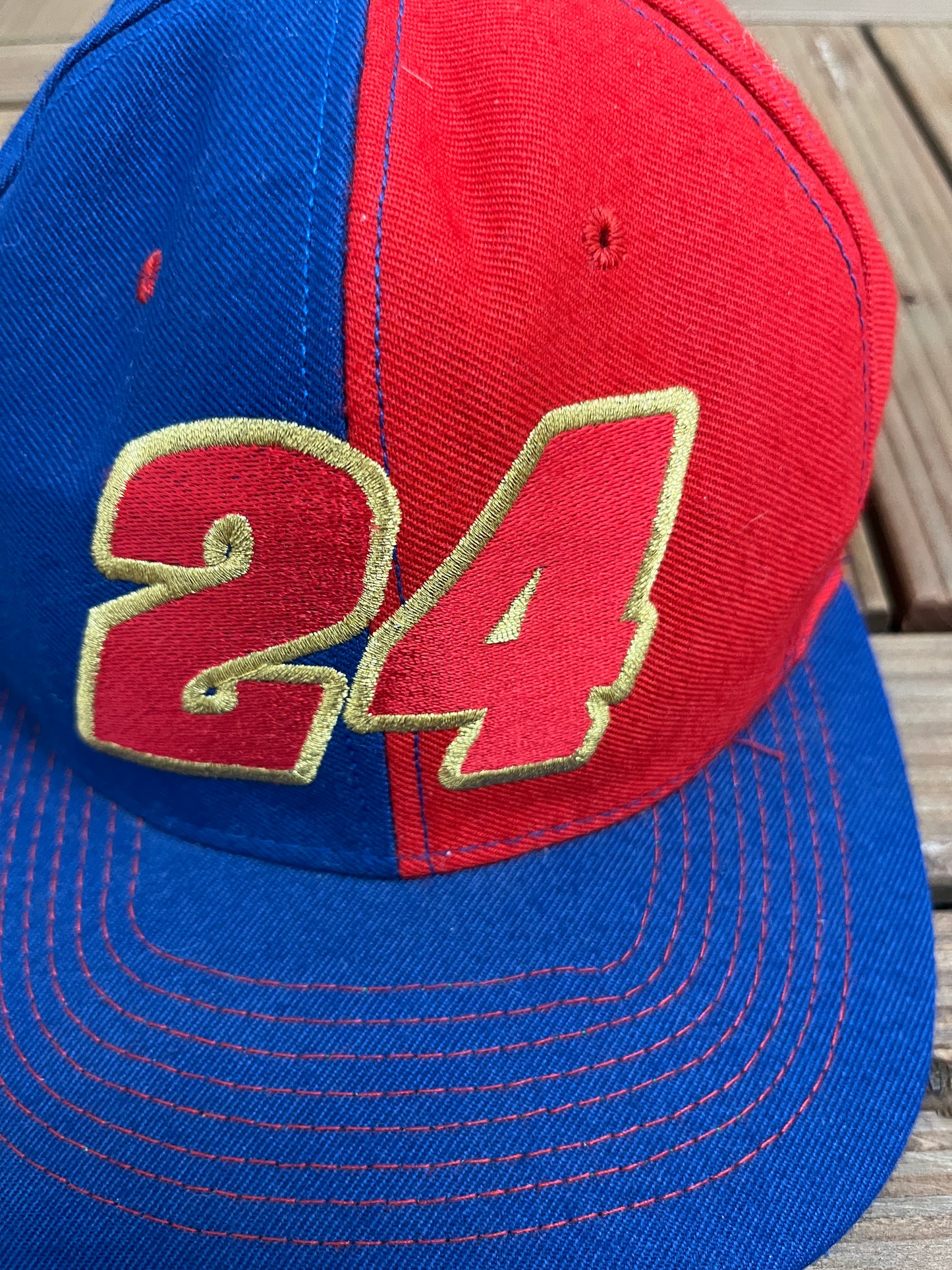 Jeff Gordon NASCAR Embroidered Graphic Hat | Snap Back | Vintage 2000s Racing Blue & Red Cap |