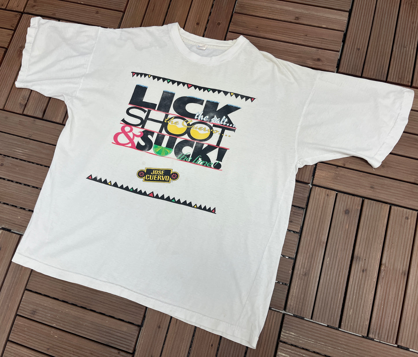 Jose Cuervo Tequila Graphic Tee | Size X-Large | Vintage 1990s Alcohol Promotional White T-Shirt | Free Shipping to USA |