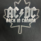 AC/DC Back In Canada Graphic Tee | Size Large | Vintage 2000s Rock Band Promotional Black T-Shirt |