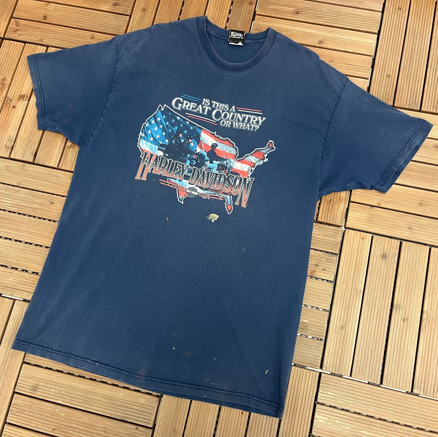 Harley Davidson of Nassau, Bahamas Graphic Tee | Size X-Large | Vintage 2000s Motorcycle Biker Blue T-shirt
